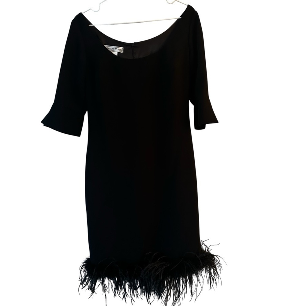 CATHERINE CURTIS Feather Trim Party Dress  Cocktail Dress MADE IN CANADA sz 10